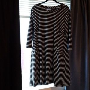 Front Pocket Striped Midi Dress